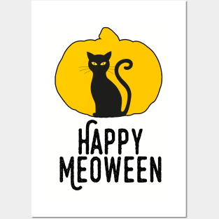 Happy Meoween – Halloween Pumpkin Cat Silhouette Posters and Art